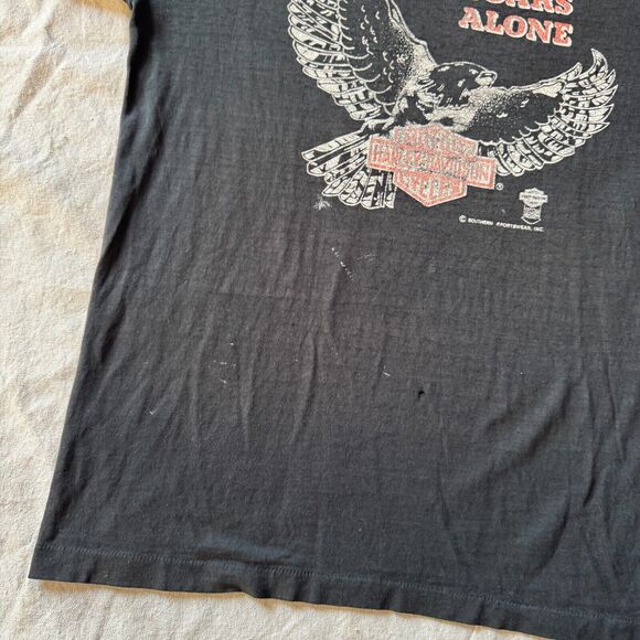 Vintage 80s Harley Davidson Eagle Soars Alone 3d Emblem Eagle GA Crest T-Shirt - Picture 5 of 7